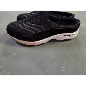 Easy Spirit Womens Traveltime Mules Black Suede Mesh Slip On Clogs Size 6.5M